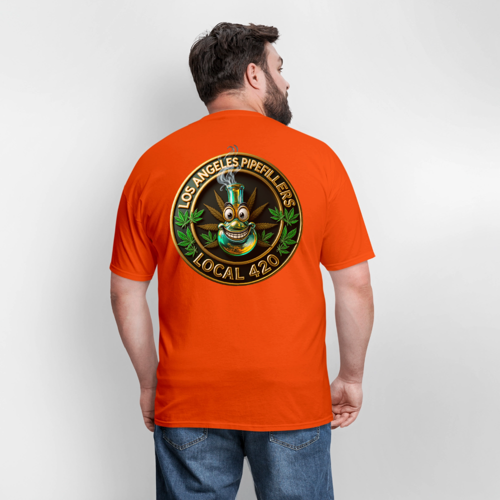 LOS ANGLES PIPEFILLERS LOCAL 420 2 EMBLEM Men's T-Shirt - orange
