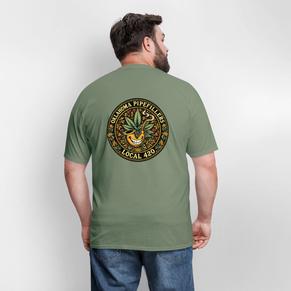OKLAHOMA PIPEFILLERS LOCAL 420  F/B DESIGNS Men's T-Shirt - military green