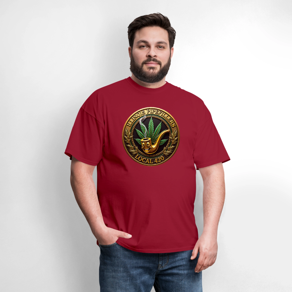 ILLINOIS PIPEFILLERS LOCAL 420 F/B EMBLEMS Men's T-Shirt - true red
