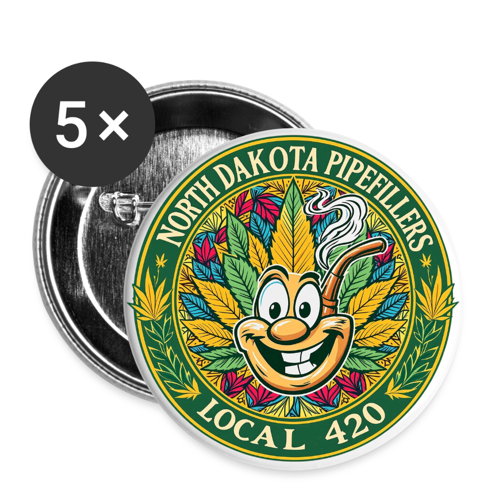 NORTH DAKOTA PIPEFILLERS LOCAL 420 Union Buttons small 1'' (5-pack) - white