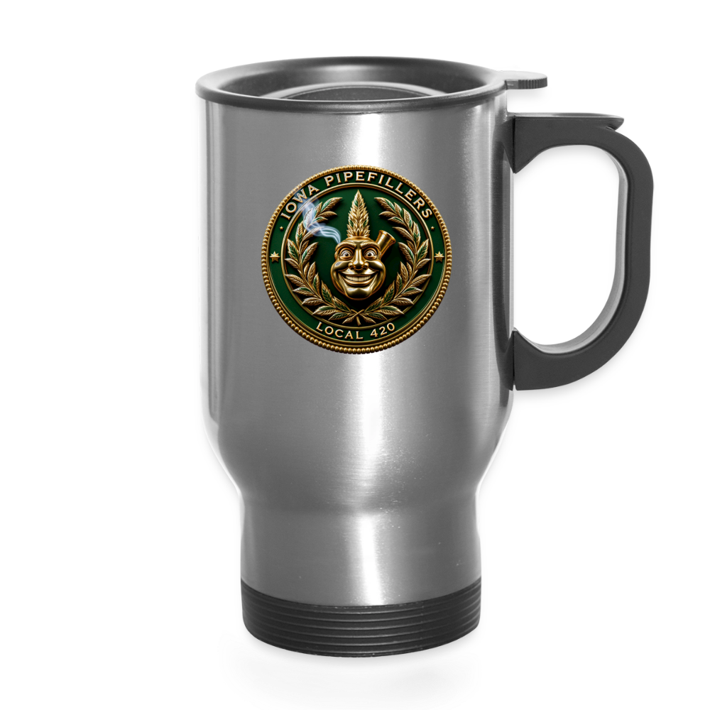 IOWA PIPEFILLERS LOCAL 420 14oz Stainless Steel Travel Mug - silver