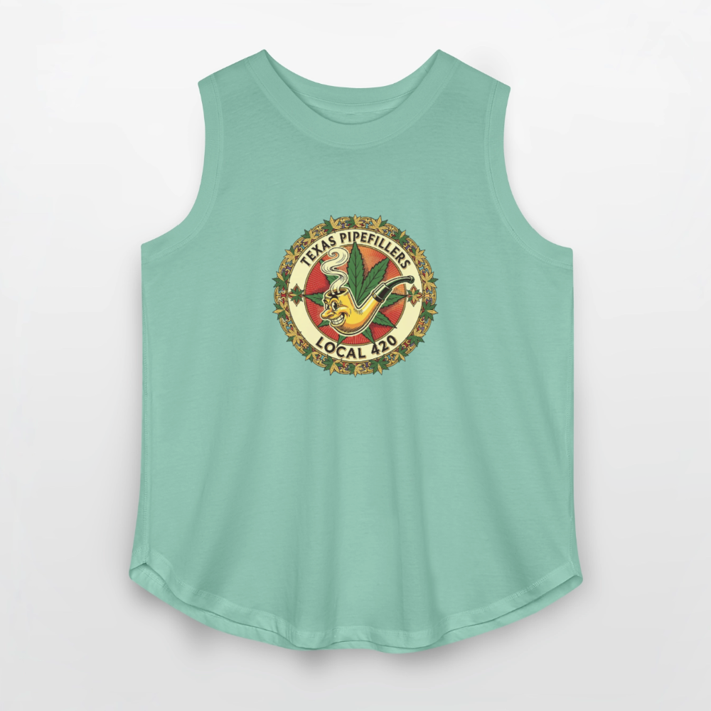 TEXAS PIPEFILLERS LOCAL 420 Women's Curvy Relaxed Tank Top - saltwater