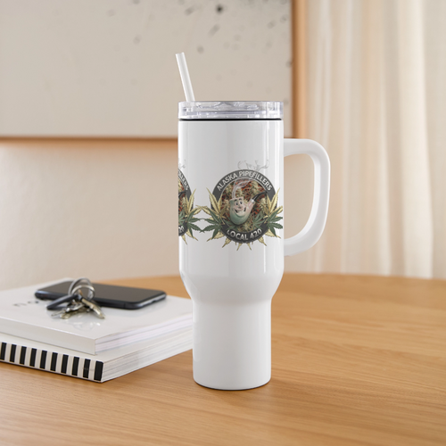 ALASKA  PIPEFILLERS LOCAL 420 40oz Stainless Steel Travel Tumbler - white