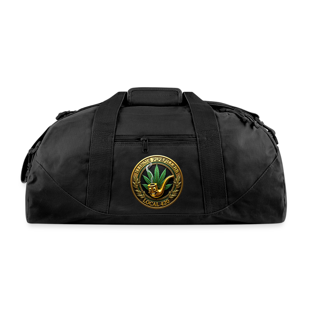 ILLINOIS PIPEFILLERS LOCAL 420 2 EMBLEMS Duffel Bag - black