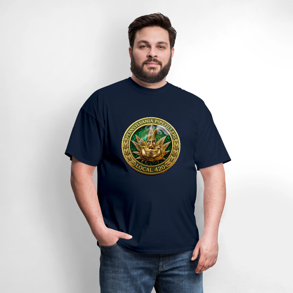 PENNSYLVANIA PIPEFILLERS LOCAL 420 F/B DESIGNS Men's T-Shirt - navy