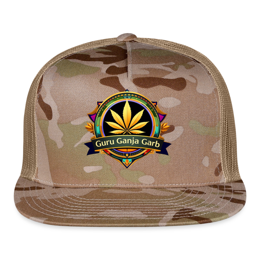 GURU GANJA GARB LOGO Men's Trucker Hat - MultiCam\tan
