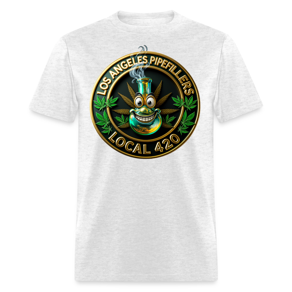 LOS ANGLES PIPEFILLERS LOCAL 420 2 EMBLEM Men's T-Shirt - light heather gray
