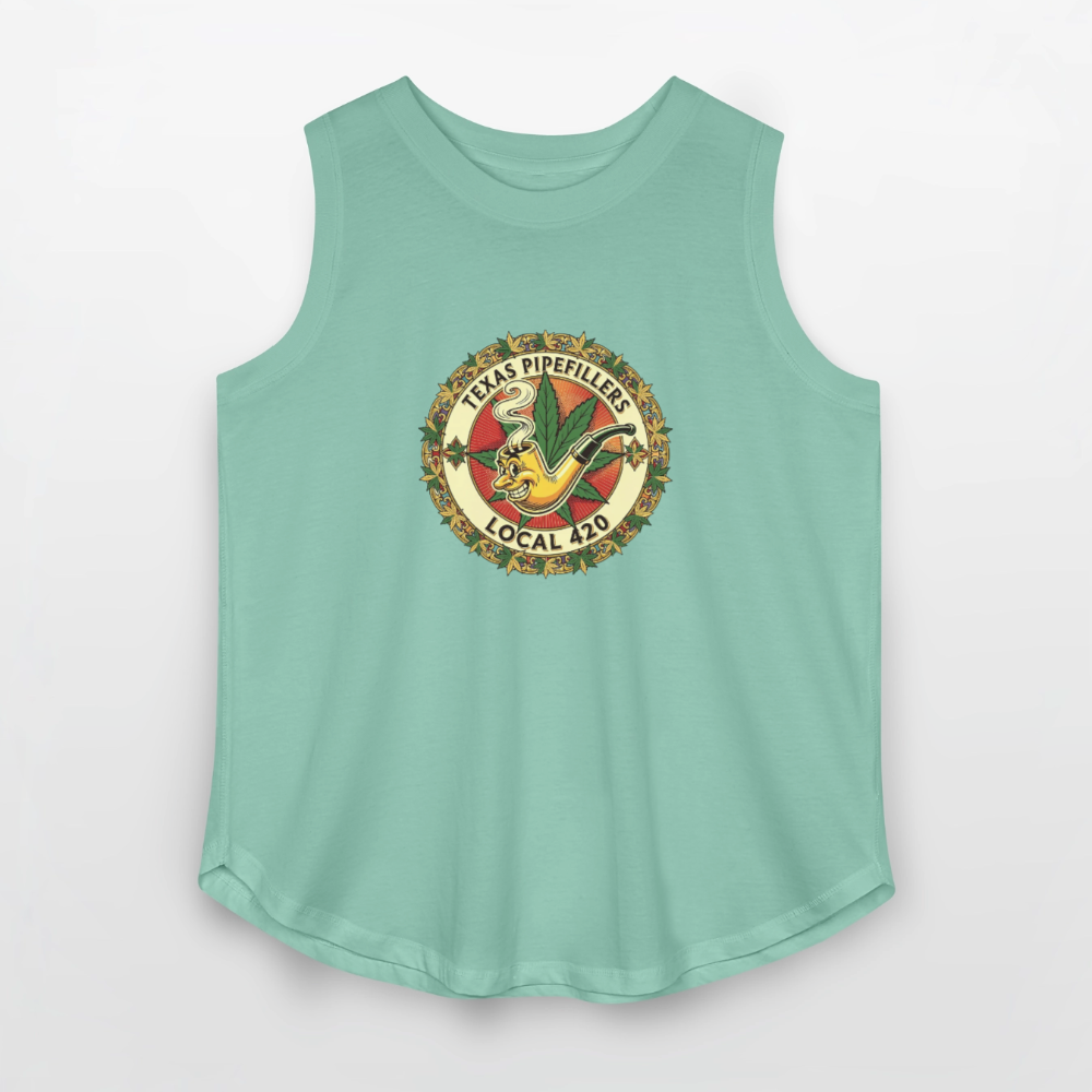 TEXAS PIPEFILLERS LOCAL 420 Women's Curvy Relaxed Tank Top - saltwater