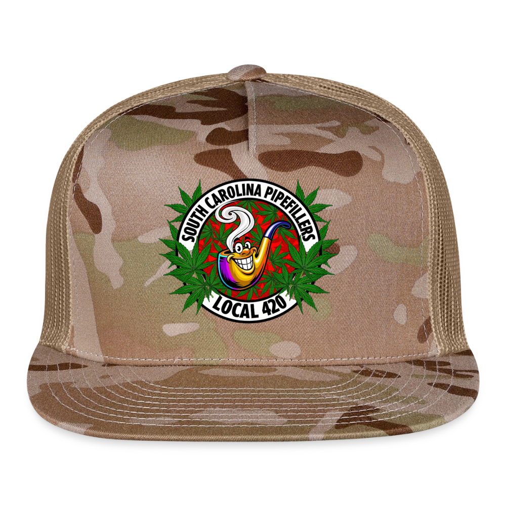 SOUTH CAROLINA PIPEFILLERS LOCAL 420 CAMO Trucker Hat - MultiCam\tan