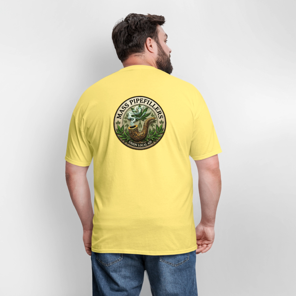 MASS PIPEFILLERS LOCAL 420 2 EMBLEM Men's T-Shirt - cornsilk