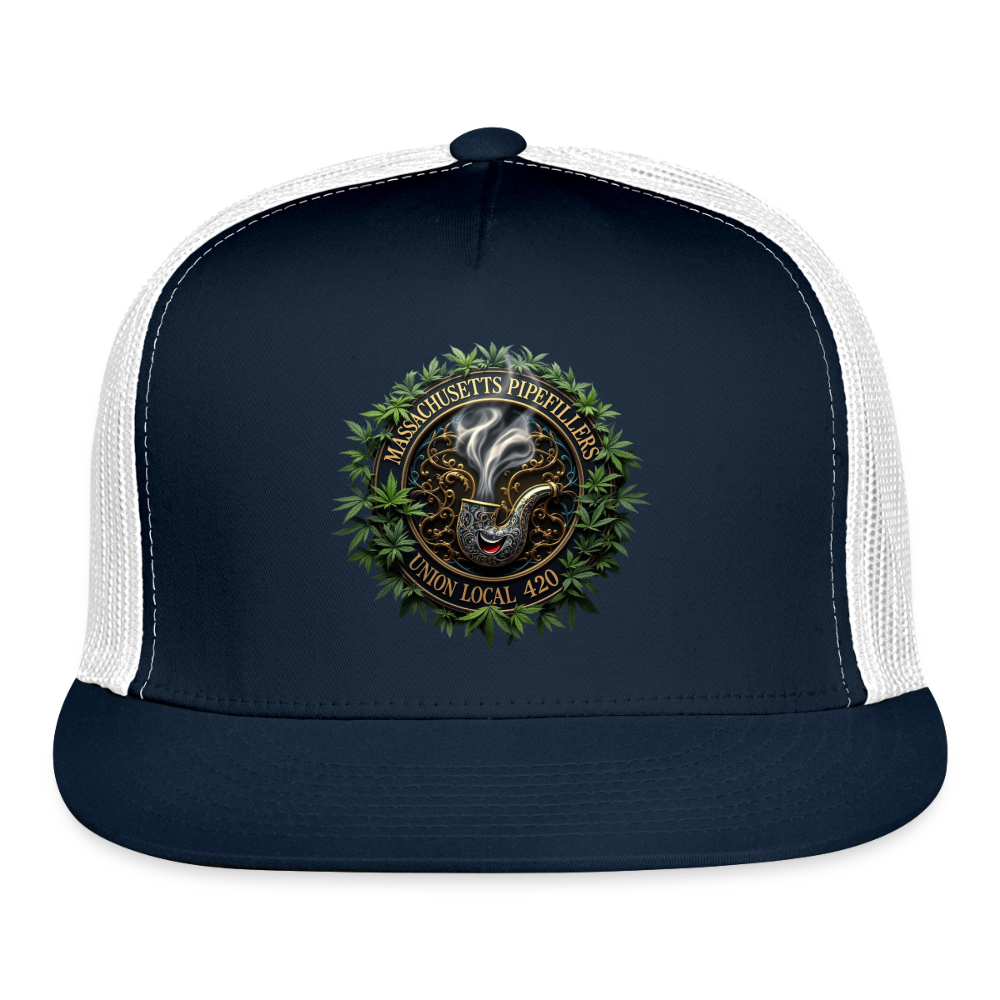 MASSACHUSETTS PIPEFILLERS UNION LOCAL 420 Trucker Hat - navy/white