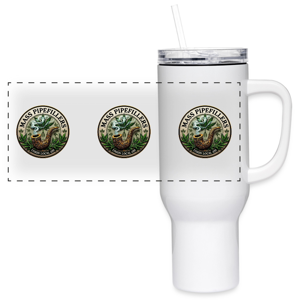 MASS PIPEFILLERS LOCAL 420 3 EMBLEM 40oz Travel Tumbler - white