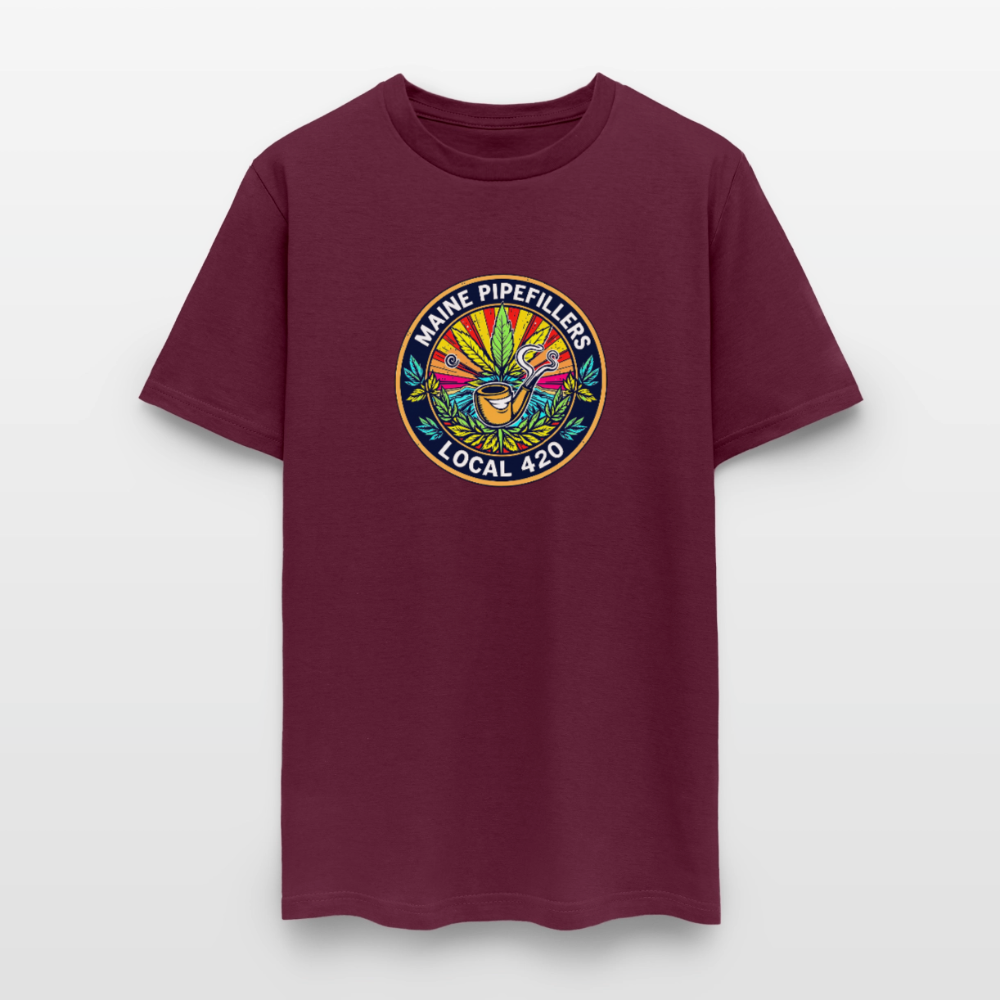 MAINE PIPEFILLERS LOCAL 420 2 EMBLEM Men's T-Shirt - burgundy