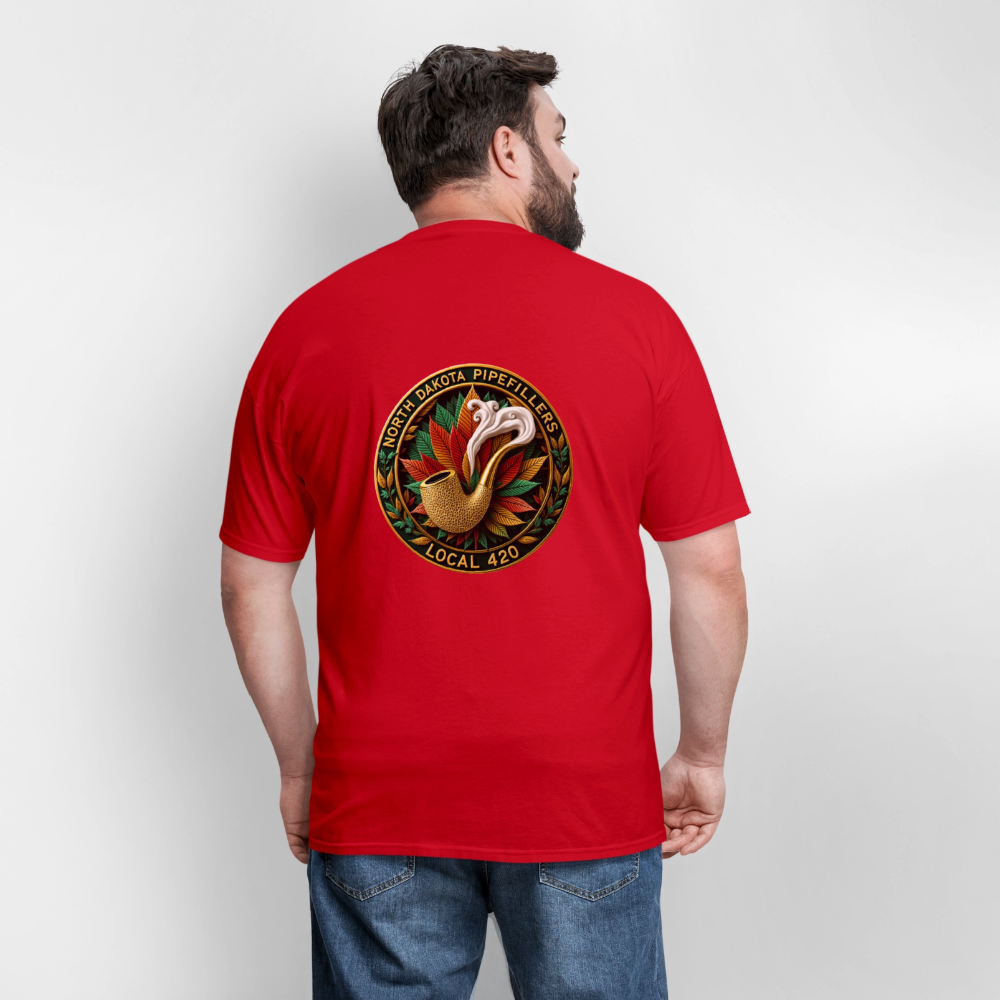 NORTH DAKOTA PIPEFILLERS LOCAL 420 F/B DESIGNS Men's T-Shirt - red