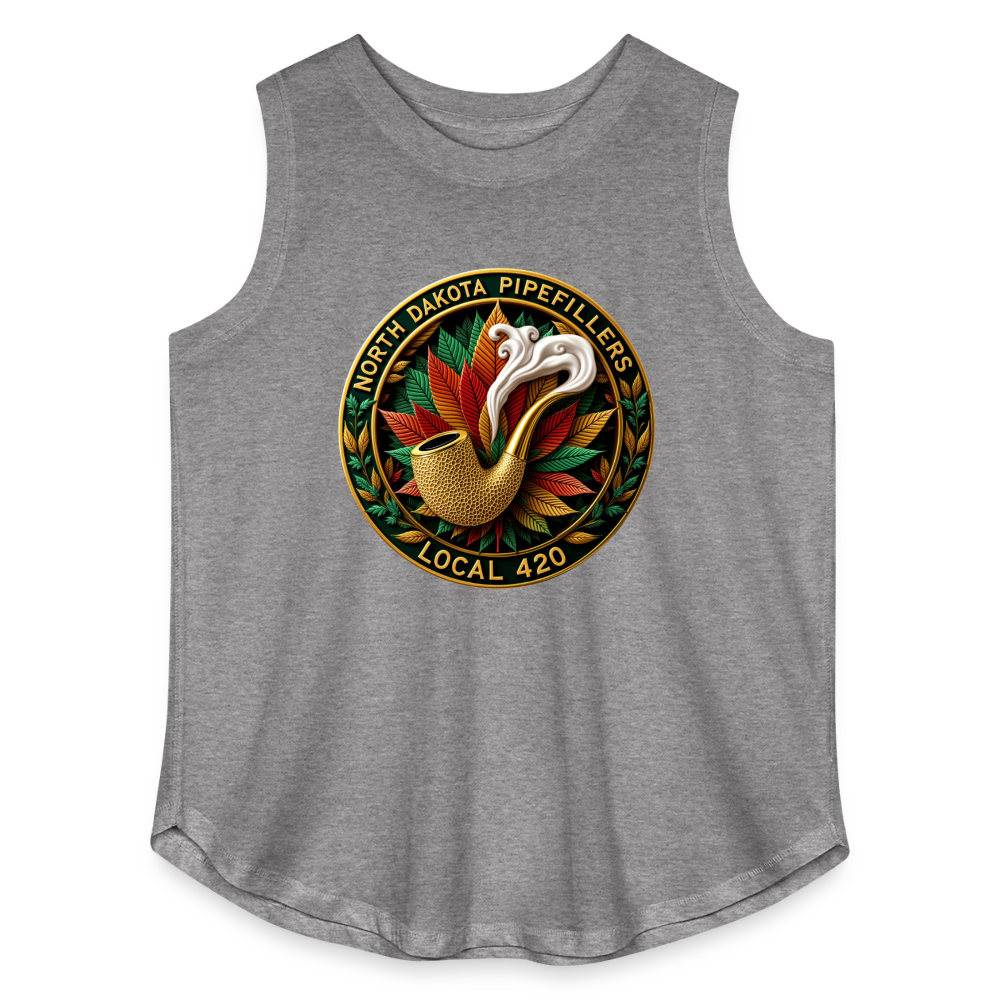NORTH DAKOTA PIPEFILLERS LOCAL 420 F/B DESIGNS Women's Curvy Relaxed Tank Top - granite heather 