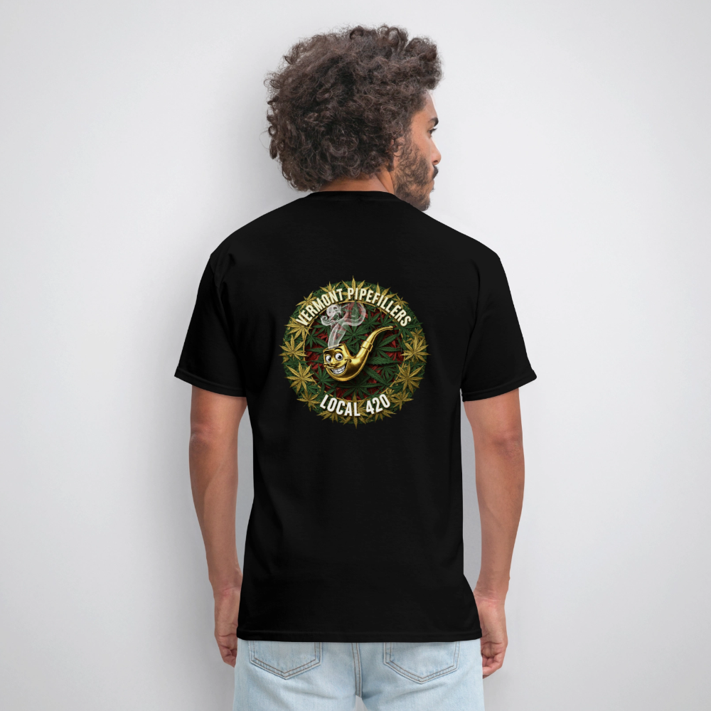 VERMONT PIPEFILLERS LOCAL 420  F/B DESIGN Men's T-Shirt - black