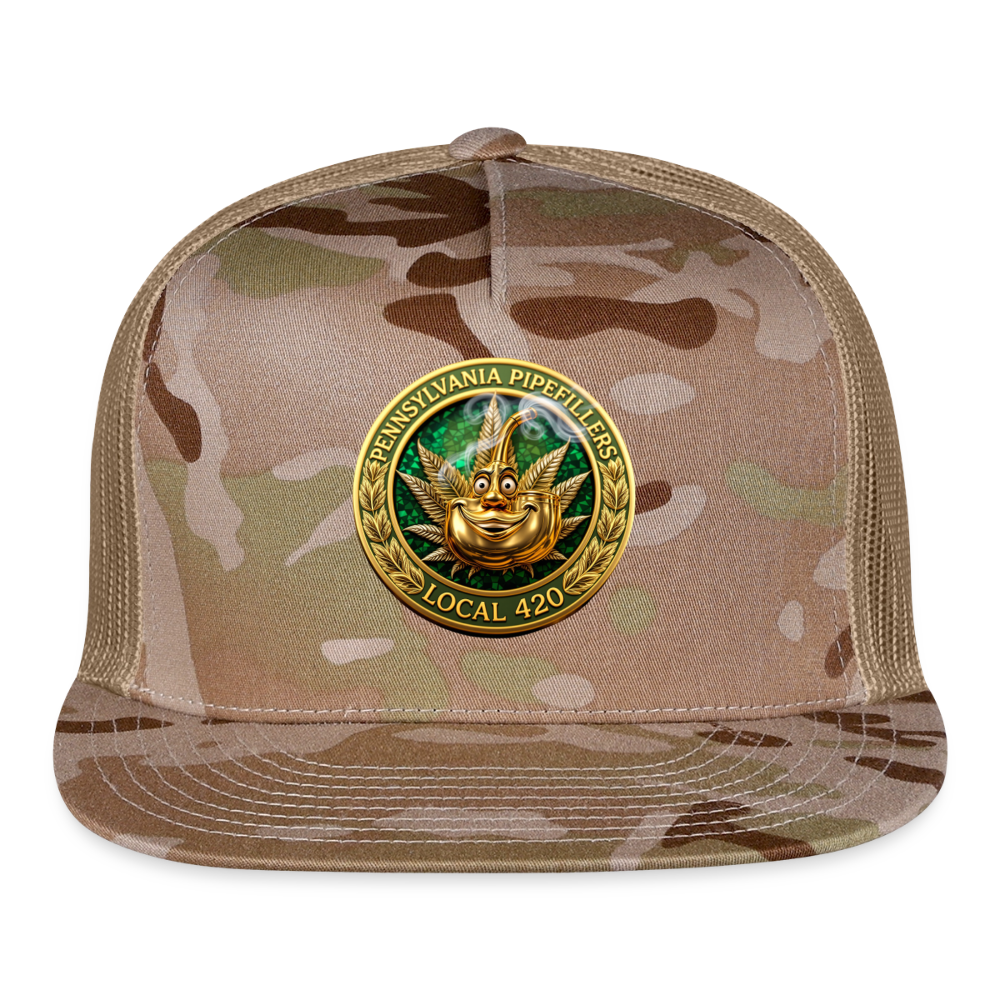 PENNSYLVANIA PIPEFILLERS LOCAL 420 CAMO Trucker Hat - MultiCam\tan