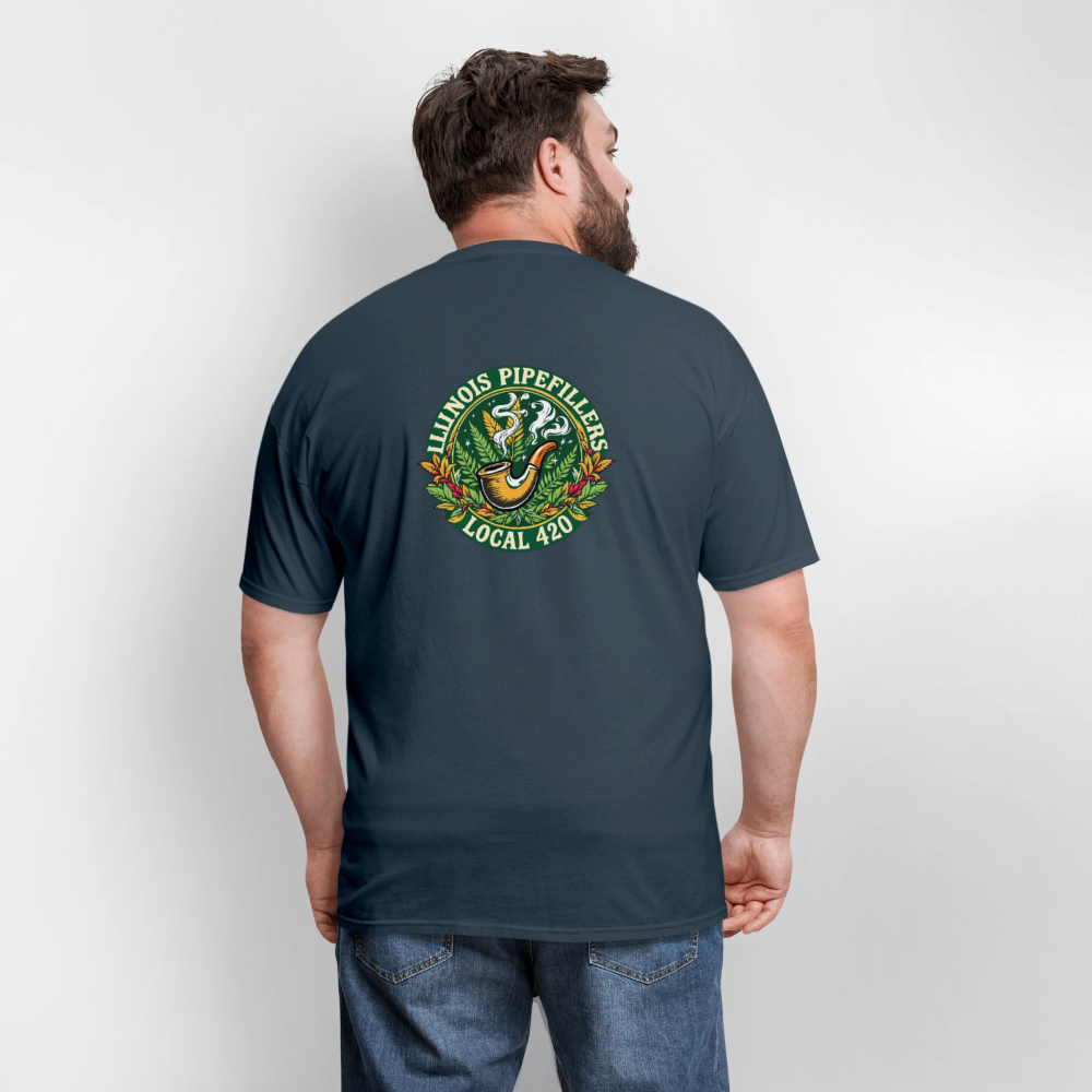 ILLINOIS PIPEFILLERS LOCAL 420 F/B DESIGN Men's T-Shirt -  blue dusk