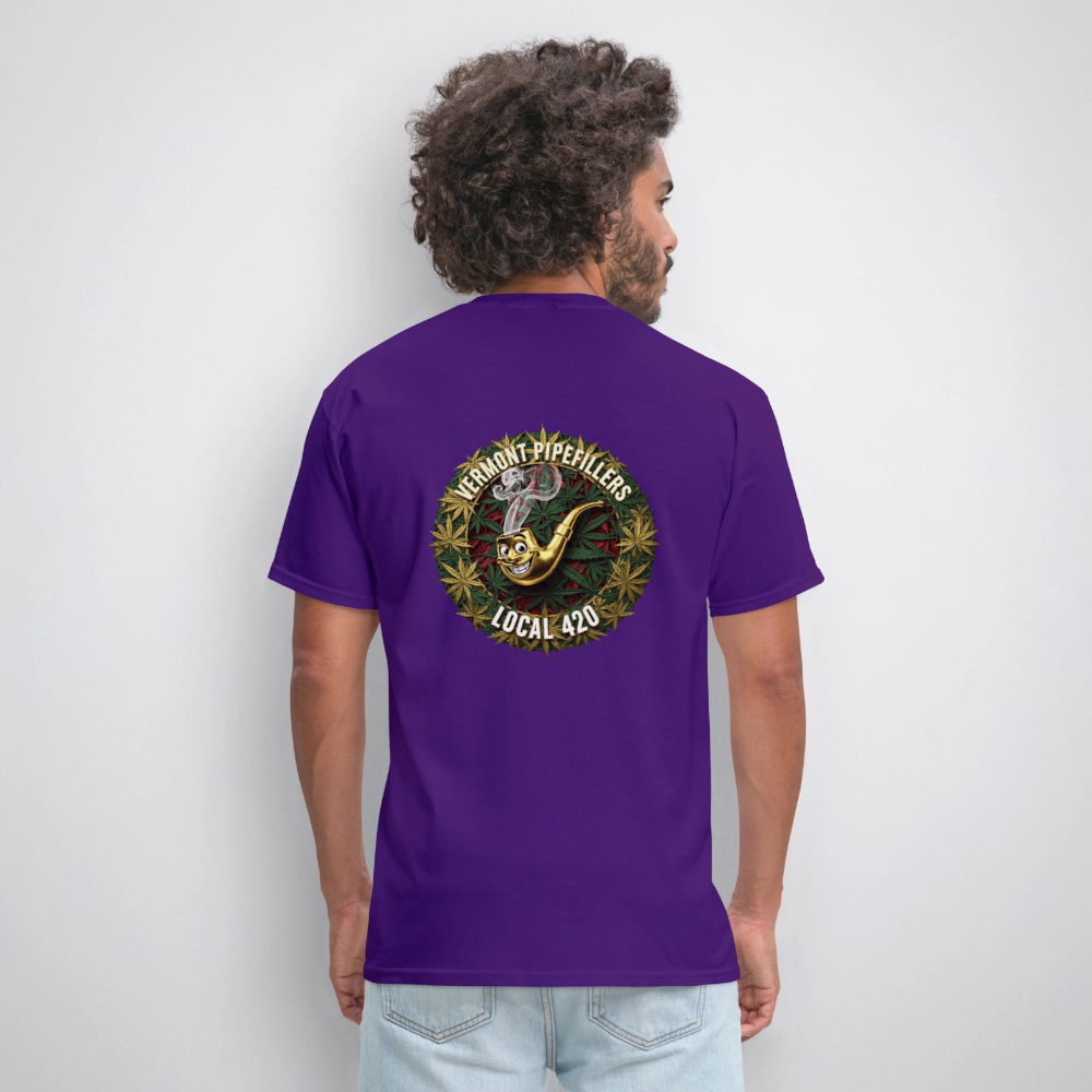 VERMONT PIPEFILLERS LOCAL 420  F/B DESIGN Men's T-Shirt - purple