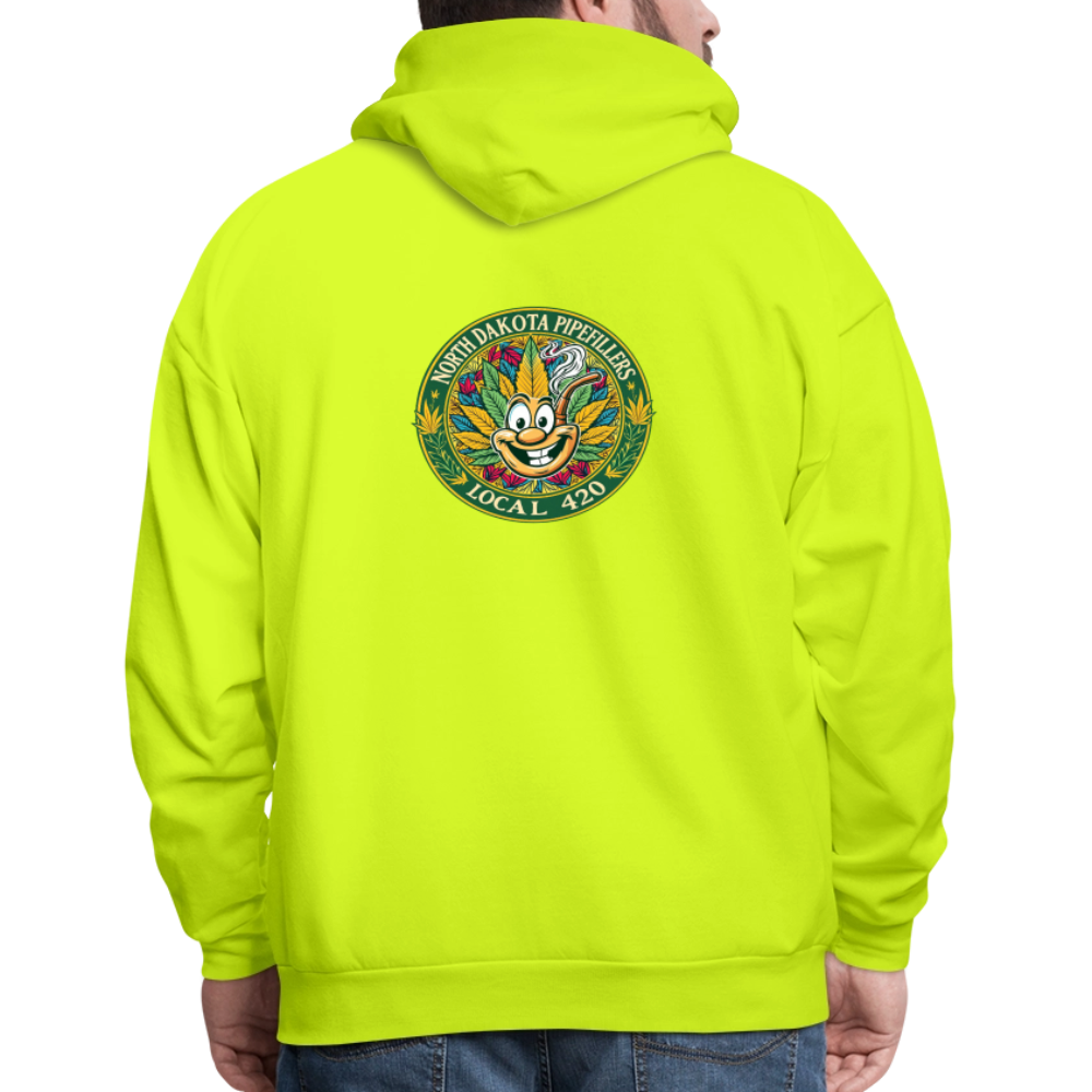 NORTH DAKOTA PIPEFILLERS LOCAL 420 F/B 2 DESIGNS Men's Hoodie - safety green