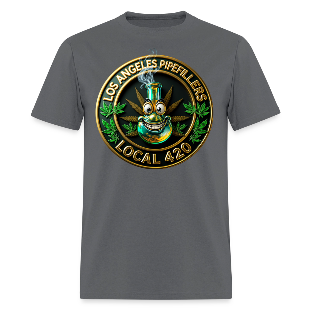 LOS ANGLES PIPEFILLERS LOCAL 420 2 EMBLEM Men's T-Shirt - charcoal