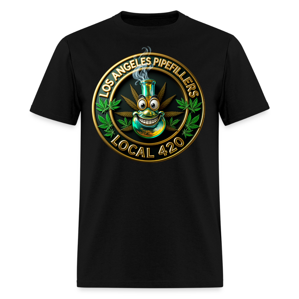 LOS ANGLES PIPEFILLERS LOCAL 420 2 EMBLEM Men's T-Shirt - black