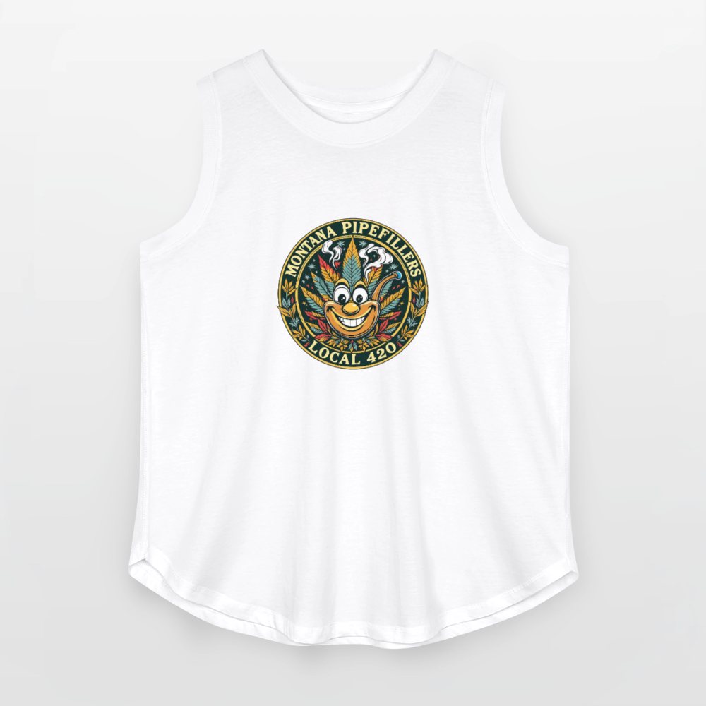 MONTANA PIPEFILLERS LOCAL 420 Women's Curvy Relaxed Tank Top - white