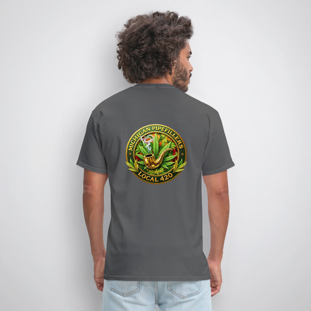 MICHIGAN PIPEFILLERS LOCAL 420 F/B DESIGN Men's T-Shirt - charcoal