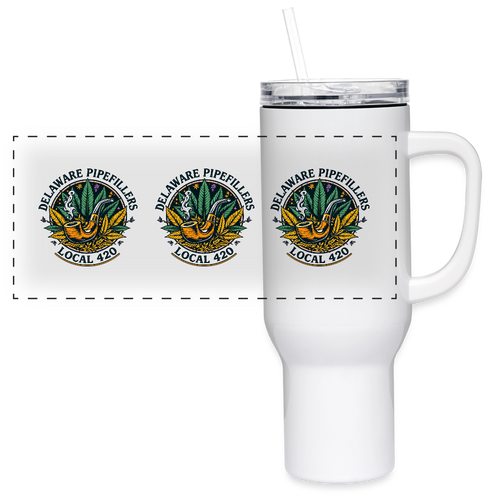 DELAWARE PIPEFILLERS LOCAL 420 40oz Stainless Steel Travel Tumbler - white