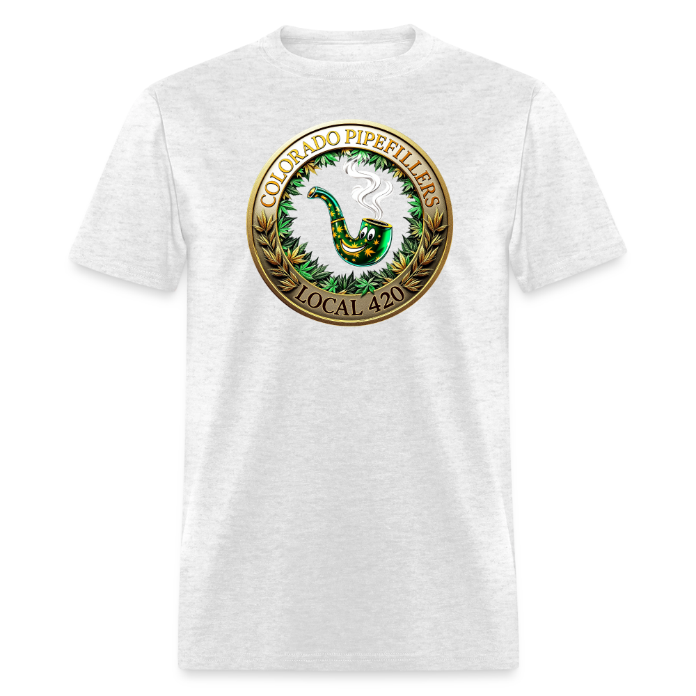 COLORADO PIPEFILLERS LOCAL 420 F/B EMBLEMS Men's T-Shirt - light heather gray