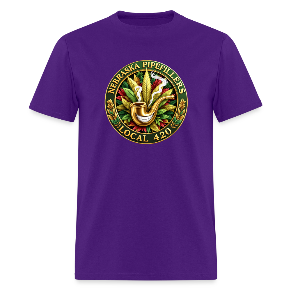 NEBRASKA PIPEFILLERS LOCAL 420 F/B DESIGNS Men's T-Shirt - purple