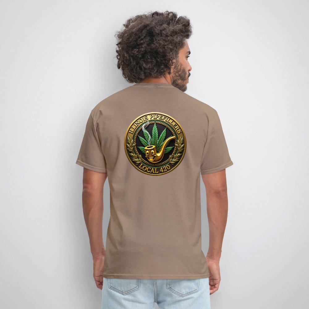 ILLINOIS PIPEFILLERS LOCAL 420 F/B DESIGN Men's T-Shirt - safari