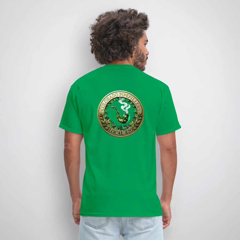 COLORADO PIPEFILLERS LOCAL 420 F/B EMBLEMS Men's T-Shirt - bright green