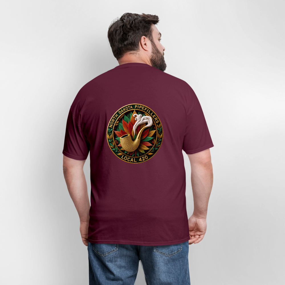 NORTH DAKOTA PIPEFILLERS LOCAL 420 F/B DESIGNS Men's T-Shirt - burgundy