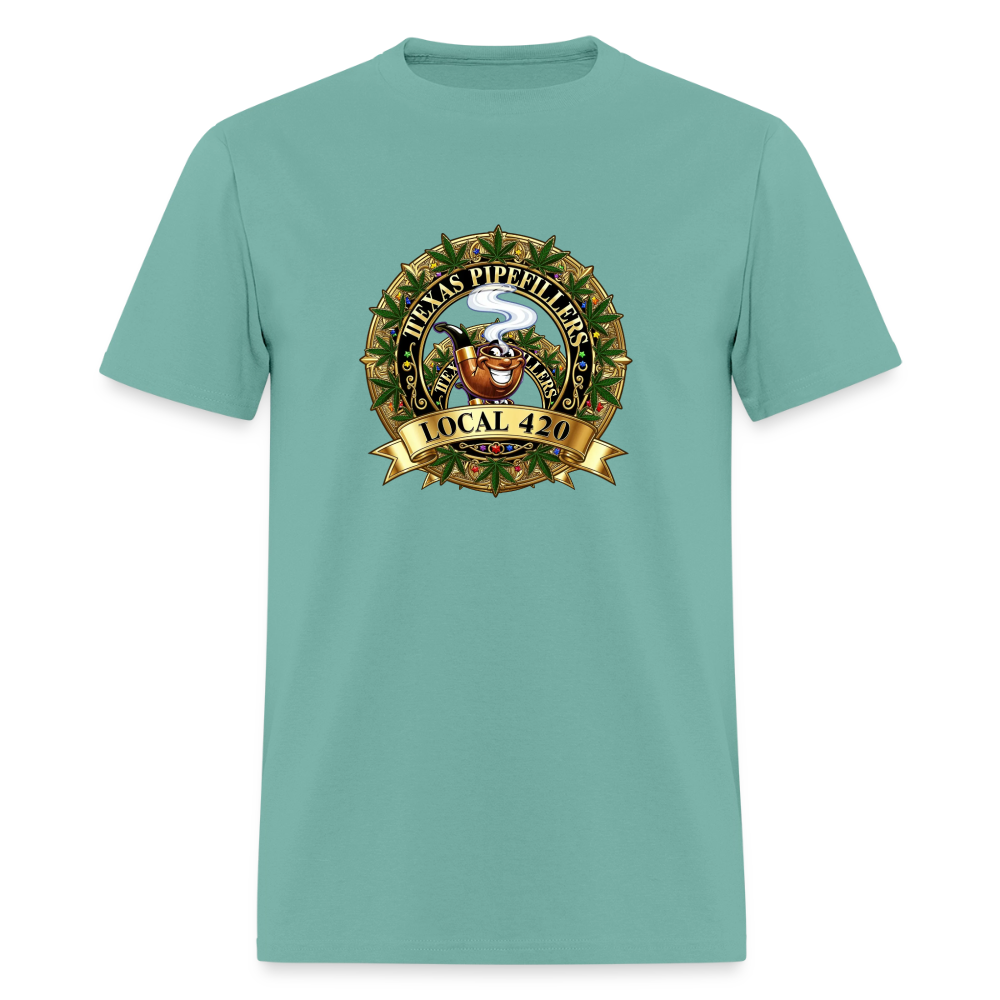 TEXAS PIPEFILLERS LOCAL 420 F/B DESIGN Men's T-Shirt - aquatic
