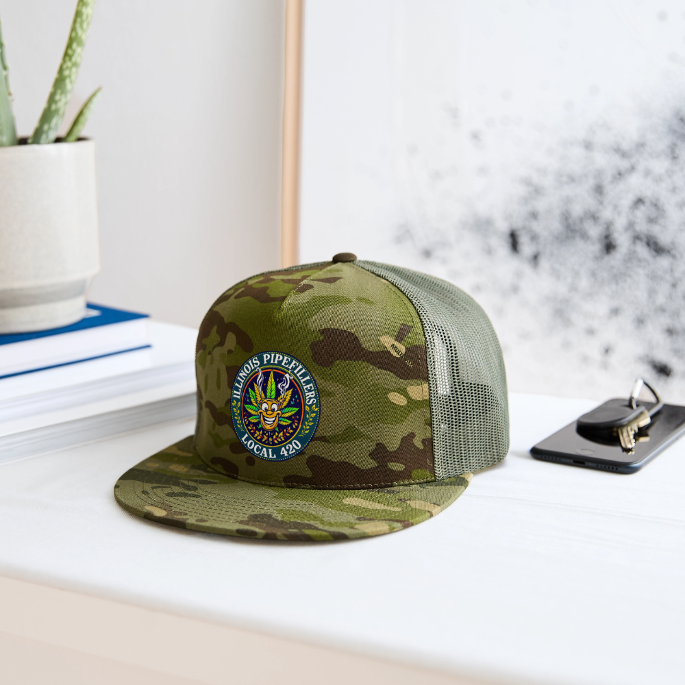 ILLINOIS PIPEFILLERS LOCAL 420 CAMO Trucker Hat - MultiCam\green
