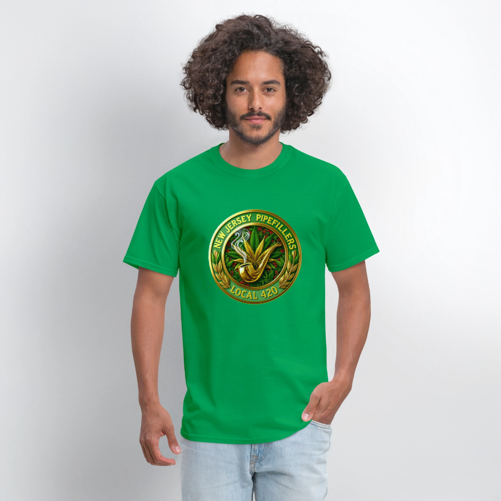 NEW JERSEY PIPEFILLERS LOCAL 420 Men's T-Shirt - bright green