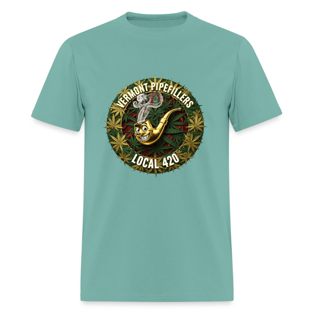 VERMONT PIPEFILLERS LOCAL 420  F/B DESIGN Men's T-Shirt - aquatic