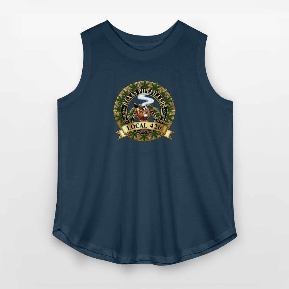 TEXAS PIPEFILLERS LOCAL 420 Women's Curvy Relaxed Tank Top - denim