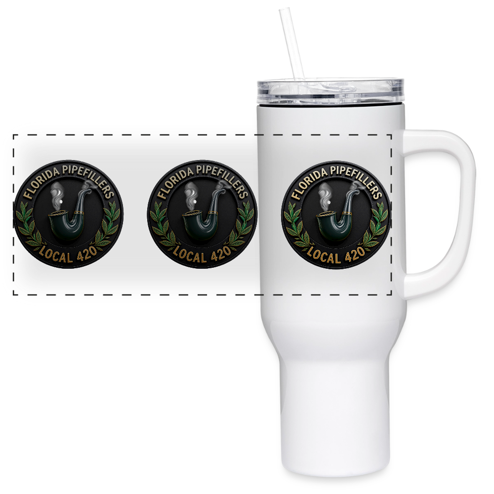 FLORIDA PIPEFILLERS LOCAL 420 40oz Stainless Steel Travel Tumbler - white