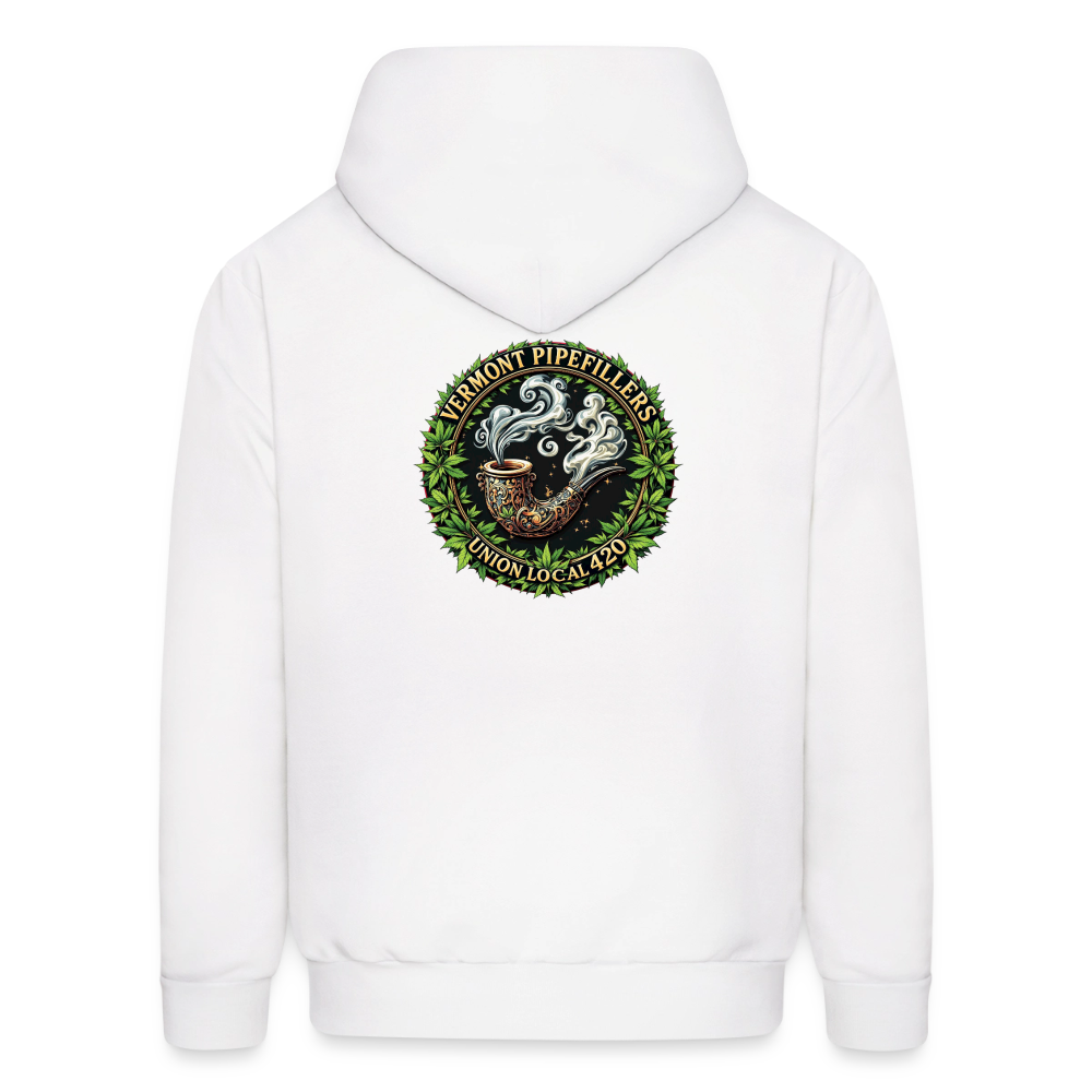 VERMONT PIPEFILLERS LOCAL 420 2 EMBLEM Men's Hoodie - white