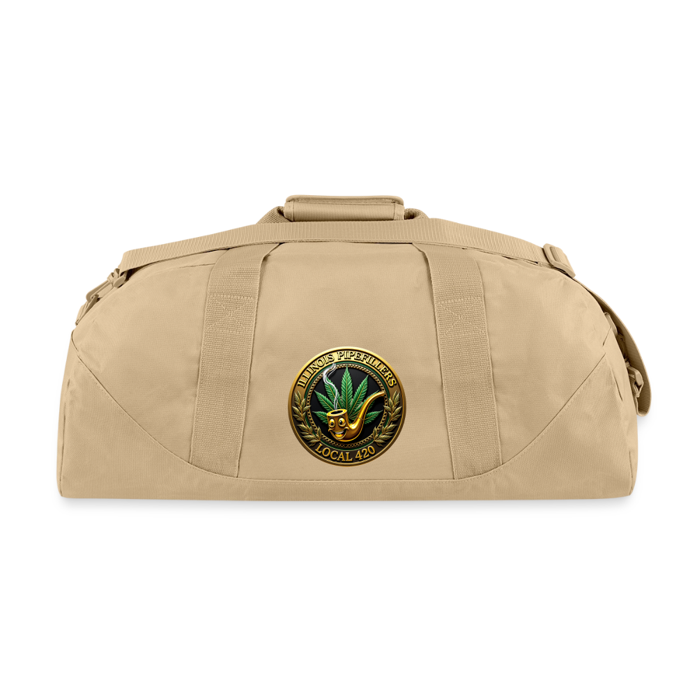ILLINOIS PIPEFILLERS LOCAL 420 2 EMBLEMS Duffel Bag - beige