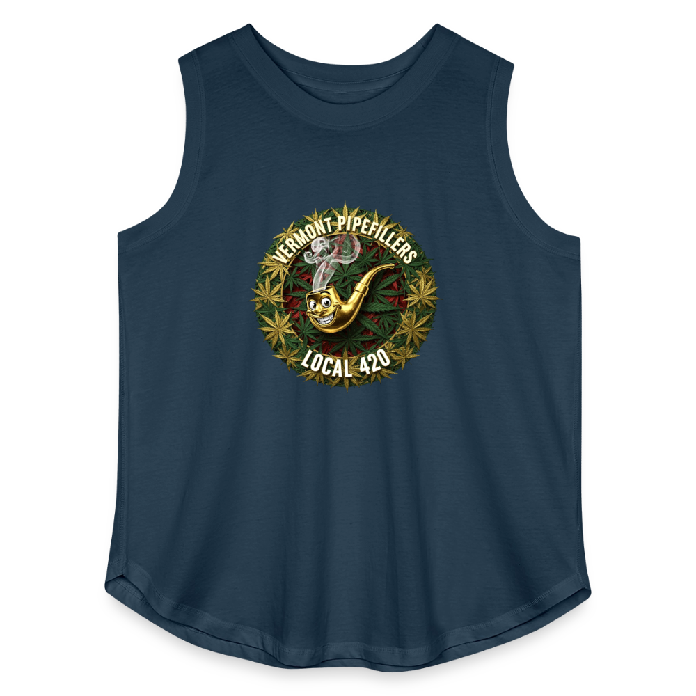 VERMONT PIPEFILLERS LOCAL 420 Women's Curvy Relaxed Tank Top - denim