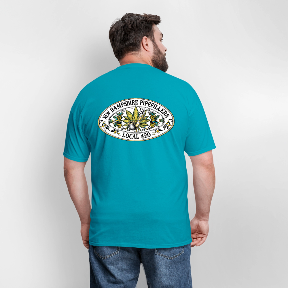 NEW HAMPSHIRE PIPEFILLERS LOCAL 420 2 EMBLEM Men's T-Shirt - turquoise