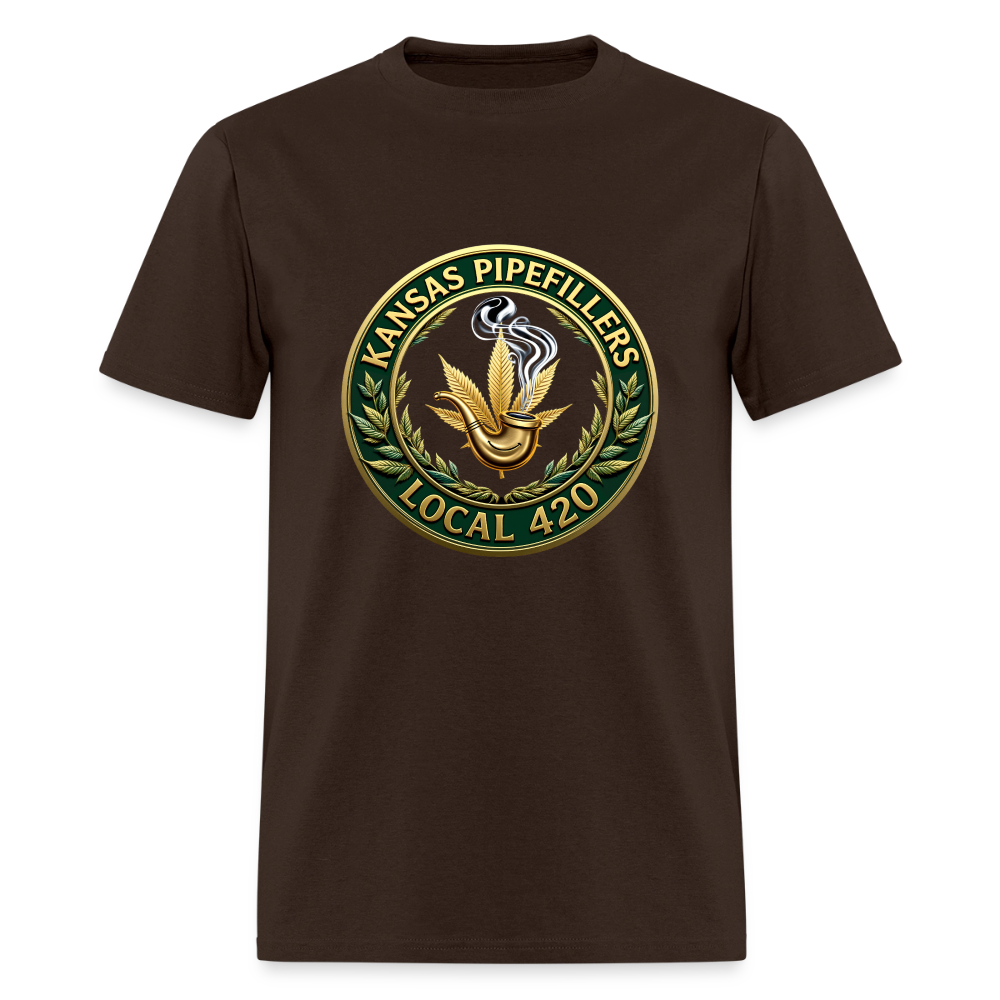 KANSAS PIPEFILLERS LOCAL 420 F/B DESIGNS Men's T-Shirt - brown