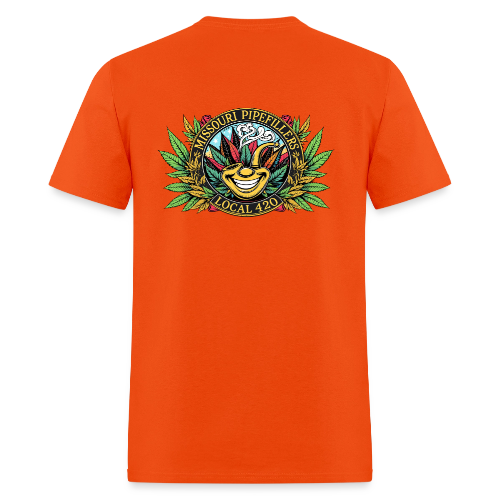 MISSOURI PIPEFILLERS LOCAL 420  F/B DESIGNS  Men's T-Shirt - orange