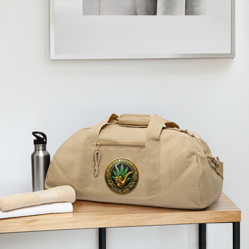 ILLINOIS PIPEFILLERS LOCAL 420 2 EMBLEMS Duffel Bag - beige