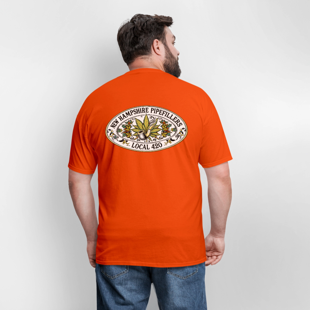 NEW HAMPSHIRE PIPEFILLERS LOCAL 420 2 EMBLEM Men's T-Shirt - orange