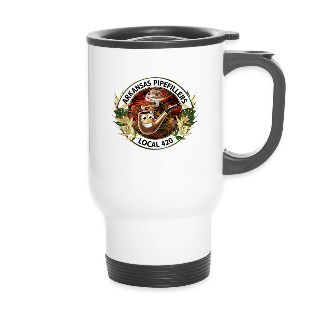 ARKANSAS  PIPEFILLERS LOCAL 420 14oz Stainless Steel Travel Mug - white