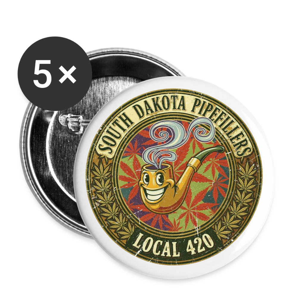SOUTH DAKOTA PIPEFILLERS LOCAL 420 Union Buttons small 1'' (5-pack) - white